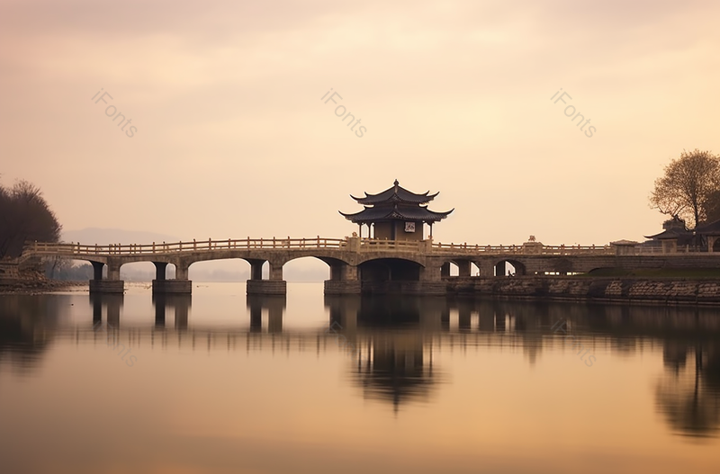 小桥美景建立在桥上的古代阁楼,高清,摄影图,摄影图片,图片大全,摄影图免费下载